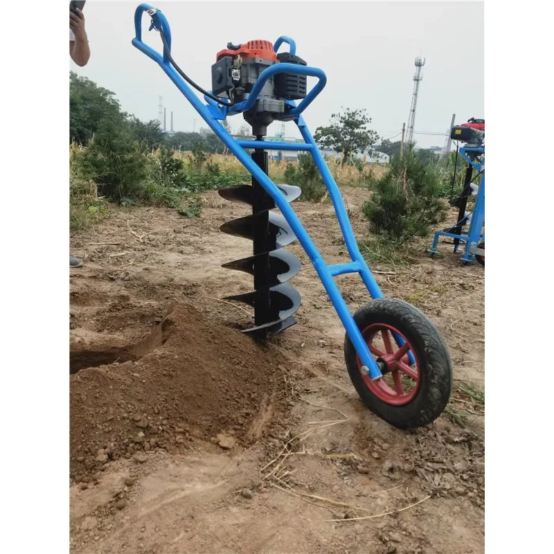 Professional  ground drilling rig walk-behind earth drill tree planting excavator Wheeled earth drill