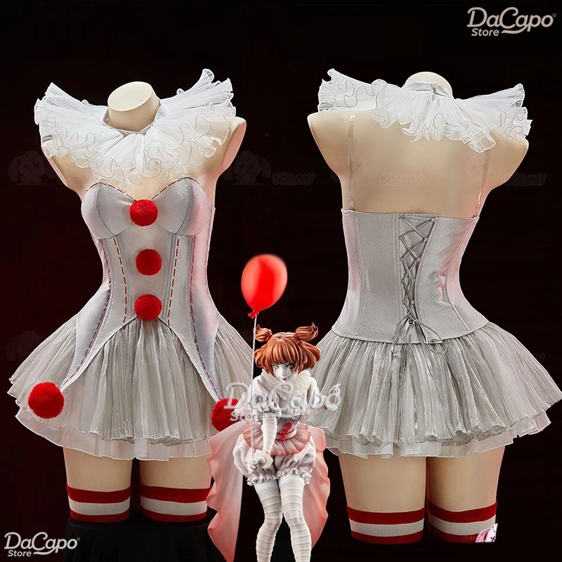 

Halloween Movie Clown Pennywise Dress Cosplay Costume Wig Genderswap Horror Scary Sexy Dress Up Women Carnival Party Outfit