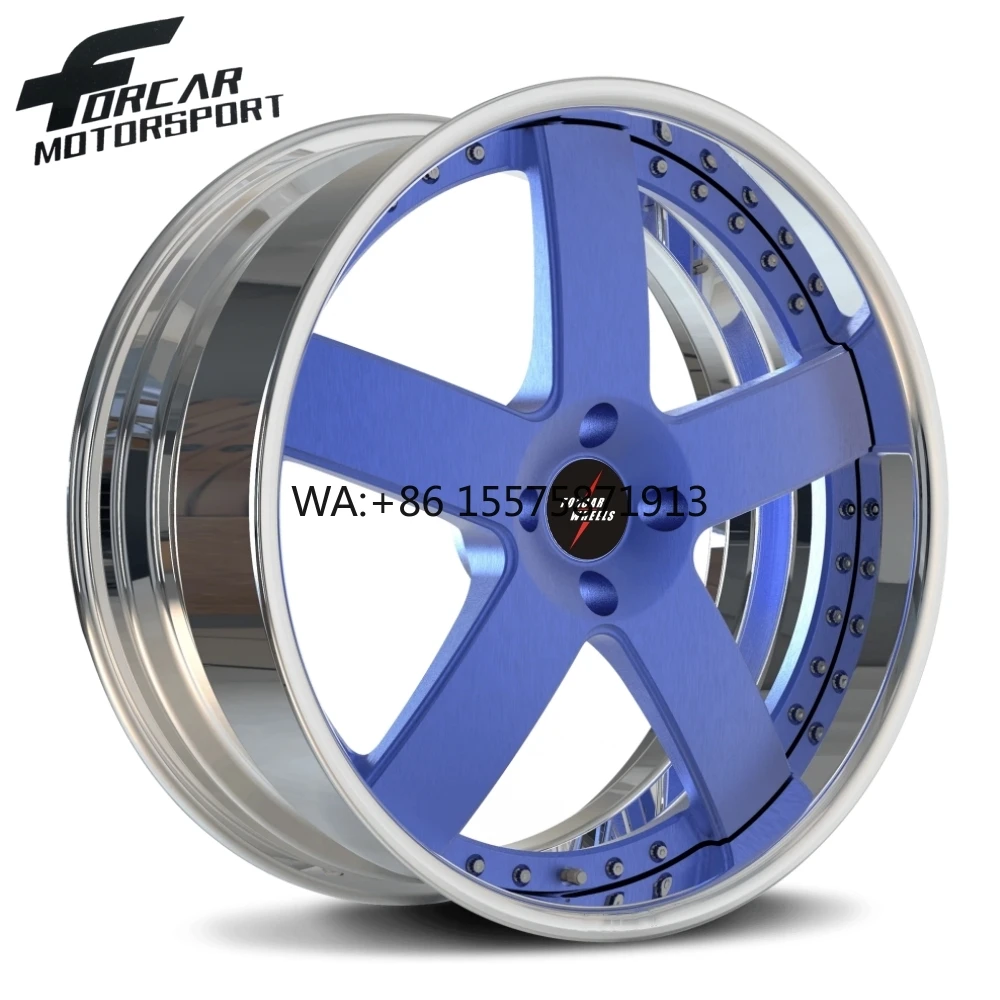 

18-24 Inch Two-piece Custom Forged Five Spokes Design Aluminum Passenger Car Alloy Wheels