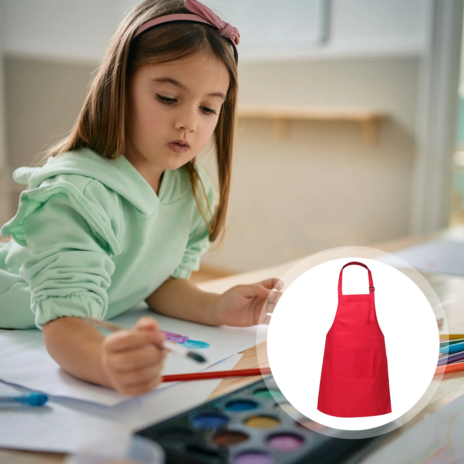 

4Pcs Adjustable Childrens Apron with Pockets Kids Cooking Baking Painting Craft Multifunctional Sturdy Fabric Aprons for Cooking