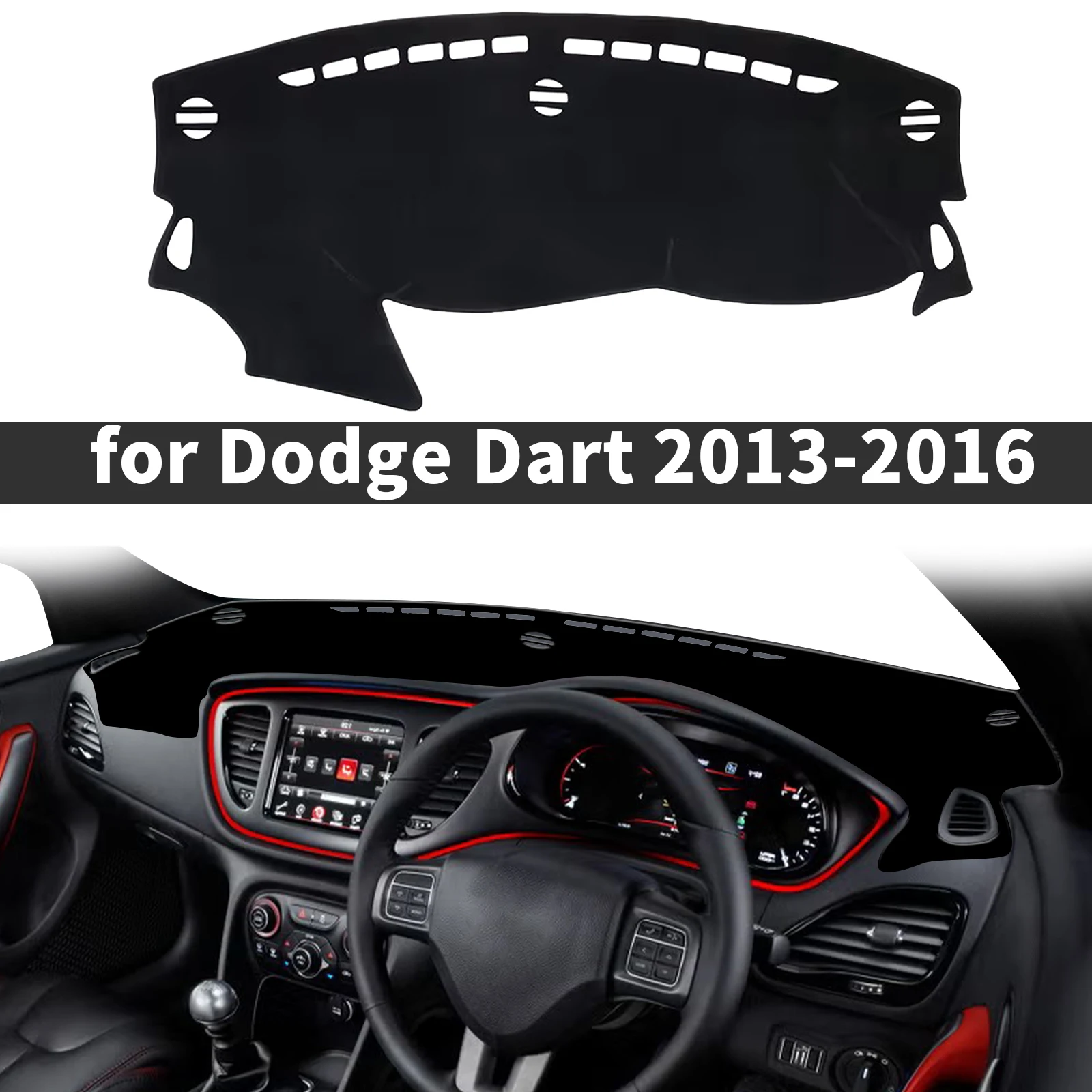 

fit for Dodge Dart 2013-2016 Car Dashboard Cover Dashmat Sunshade Anti‑Slip Anti‑UV Dash Mat Cover Interior Accessories