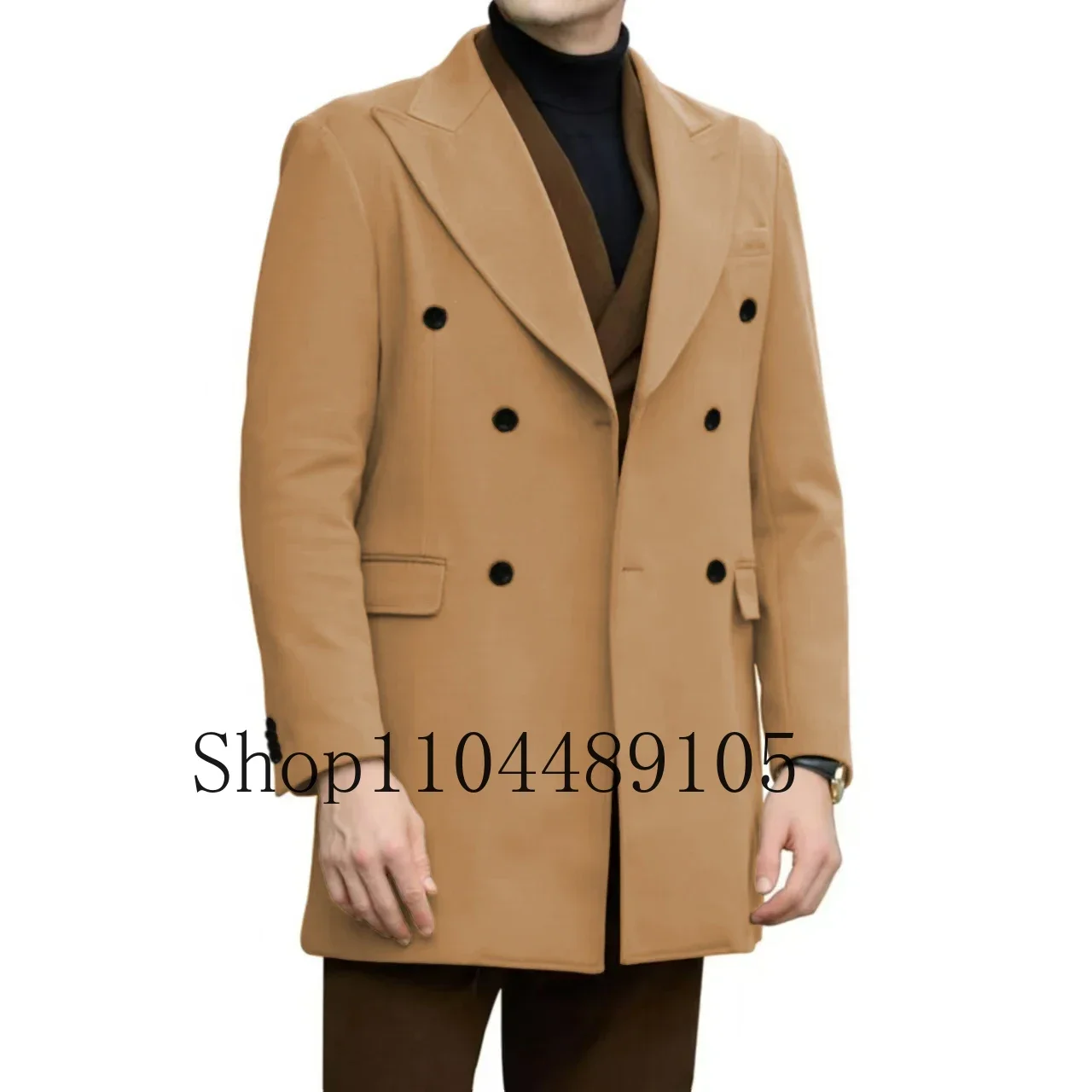 

Man Trench Coat High-quality Slim Jackets Adult Costume Pocket in A Slot Coarse Woolen Fabrics The Latest Business Activities