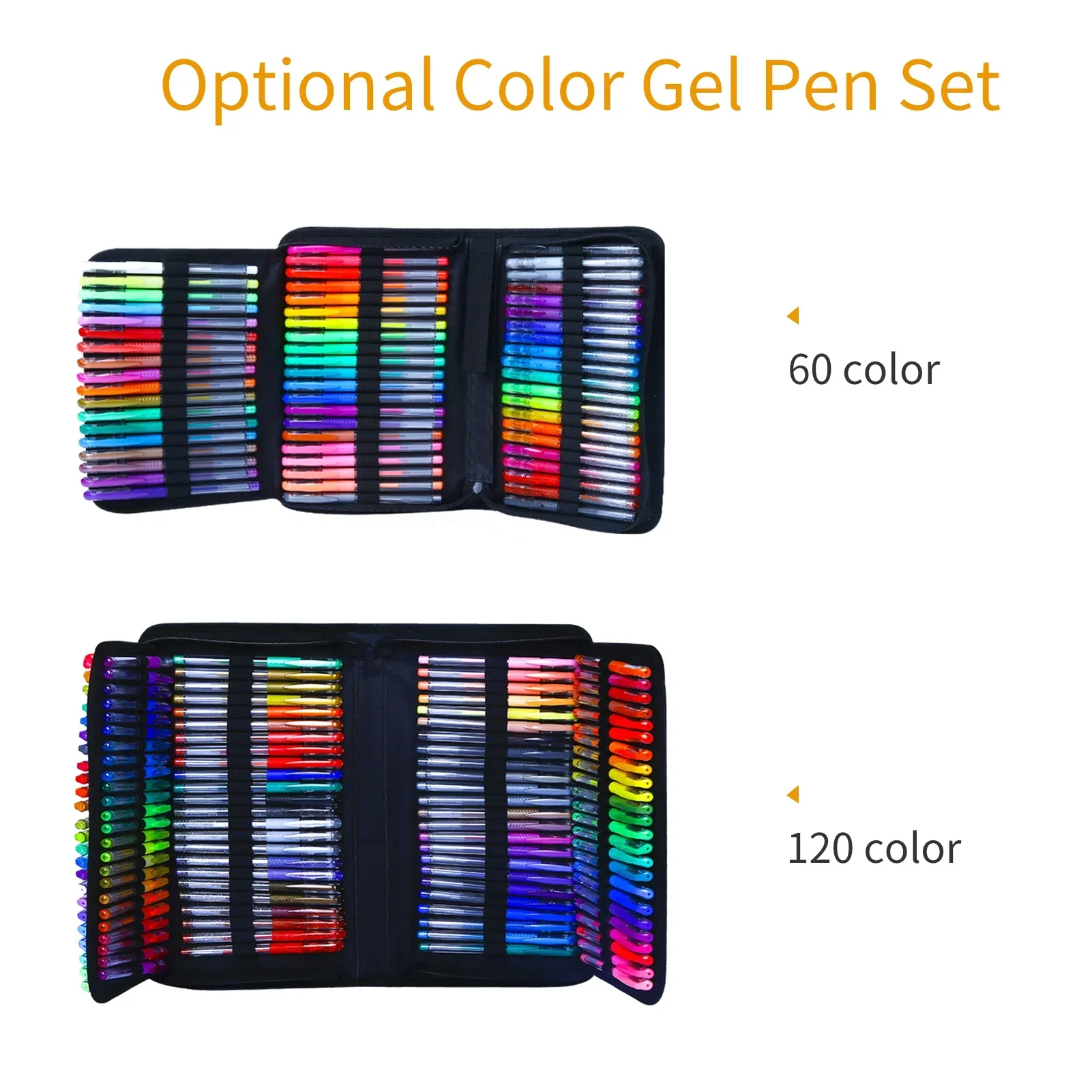 Glitter Color Artist Gel Pen Set with 120 Matching Color Refills Fine Tips Coloring Book for Drawing Sketching School