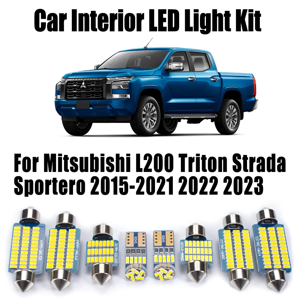 

11 шт. светодиодный внутренний светильник для чтения карт, комплект для Mitsubishi L200 Triton Strada Sportero 2015-2021 2022 2023 автомобильная лампа для номерного знака