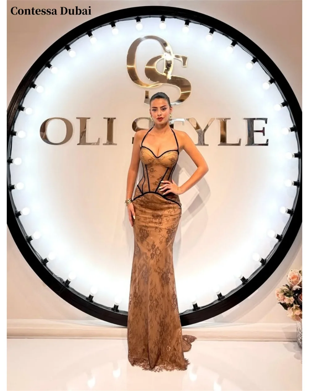 

Contessa Dubai Halter Neck Low collar Mermaid Prom Dress Floor-Length vestidos de noche Sleeveless Elegant Evening Dresses 2025