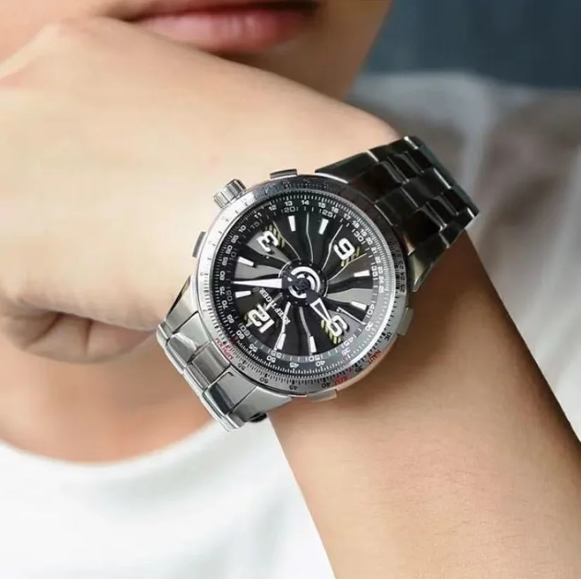 ساعة ميكانيكية أوتوماتيكية للرجال من REEF TIGER، ساعة رجالية عصرية مع قرص دوار وتصميم رواية