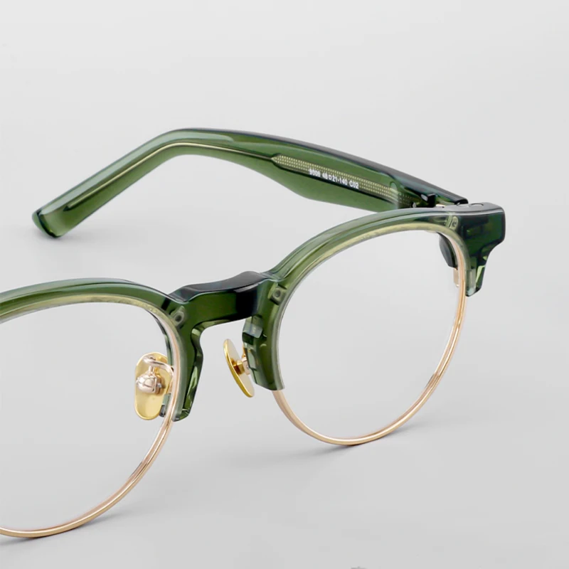 

Japanese Retro Round Semi Rim Glasses Frame Men Vintage Titanium Acetate Eyeglasses Women Handmade Trendy Spring Hinge Eyewear