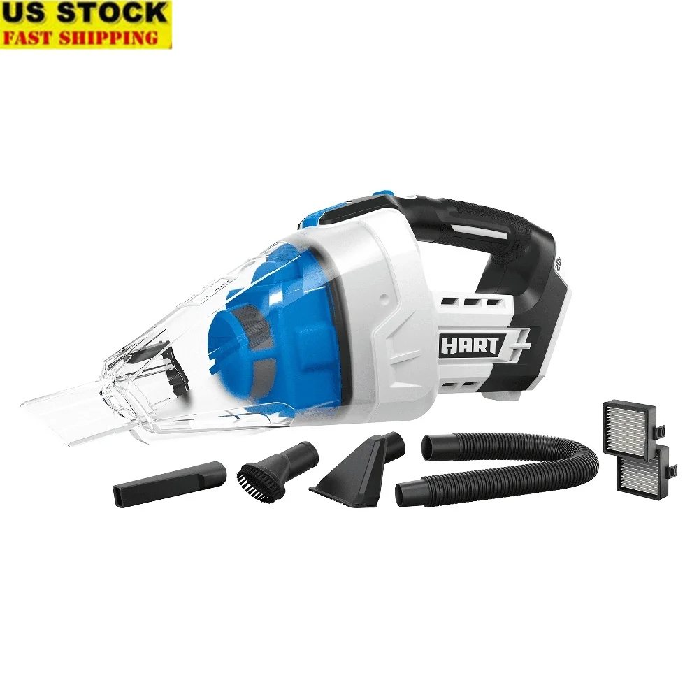 

20V Cordless Automotive Hand Vacuum with 2ft Extension Hose Pleated Filters Lock-On Switch Dust Cup Nozzle Accessories Included