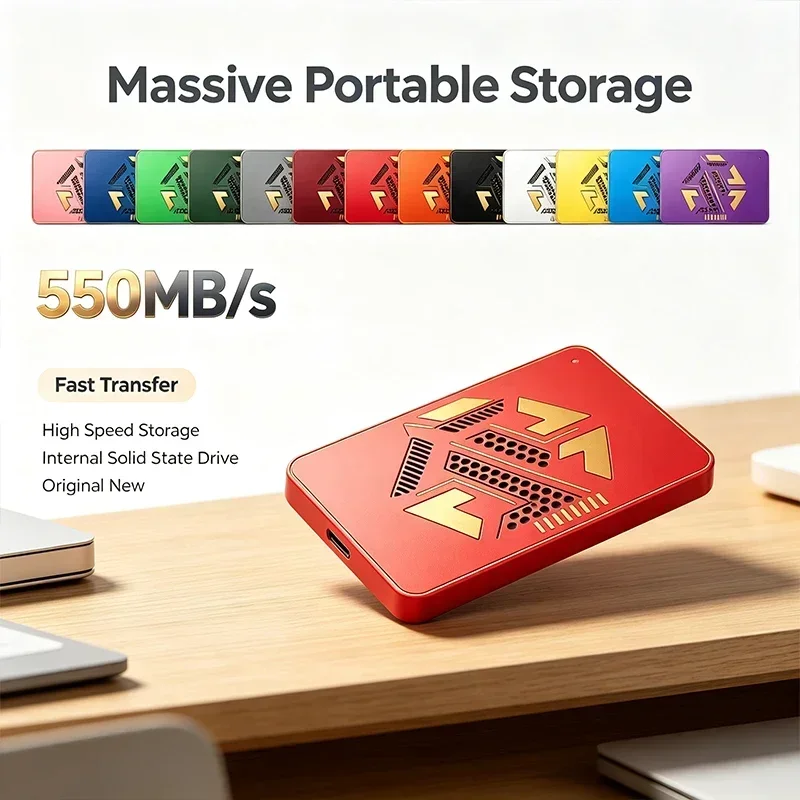 Original A3 ArmyGreen/Red/Yellow Portable External Hard Drive Large Capacity Storage Disk for Laptop Desktop Notebook Smartphone