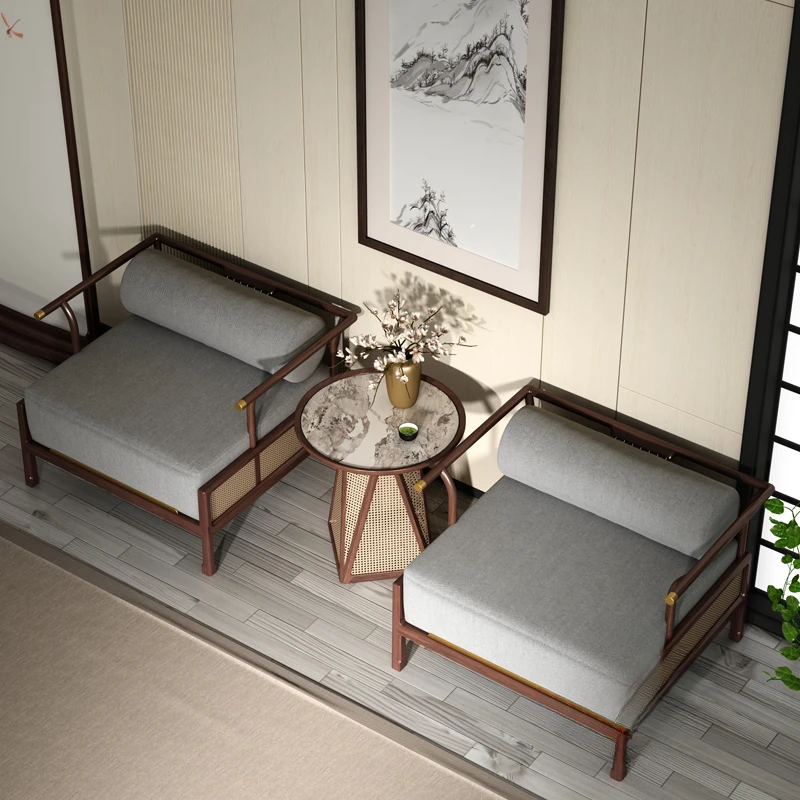 Zen chair solid wood chair three-piece set cross-legged meditation low tea single tatami antique meditation