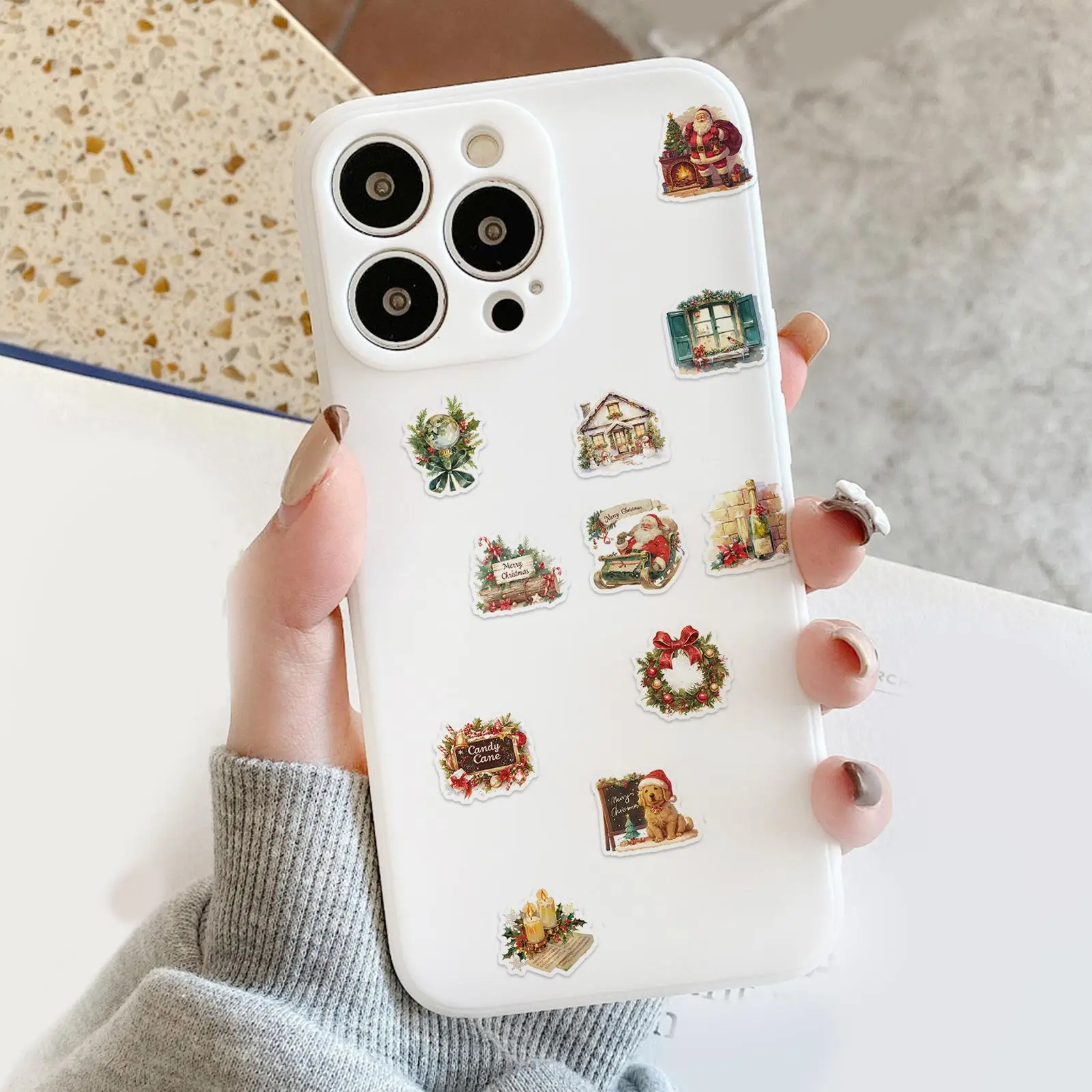 Pegatinas navideñas para álbum de recortes, 100 piezas, calcomanías para equipaje, casa de Navidad, alce, muñeco de nieve, pegatinas navideñas para rellenos de medias, teléfono