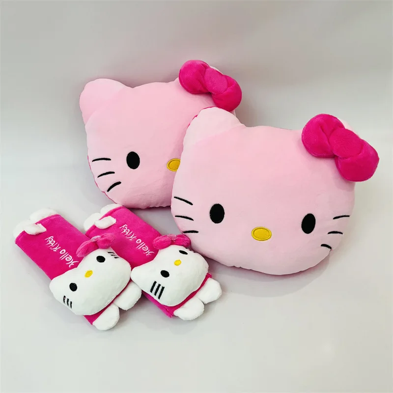 4PCS Kawaii Sanrio Kuromi Car Neck Pillow Head Restraint Auto Headrest Travel Pillow Neck Support Holder Car Accessories Decor