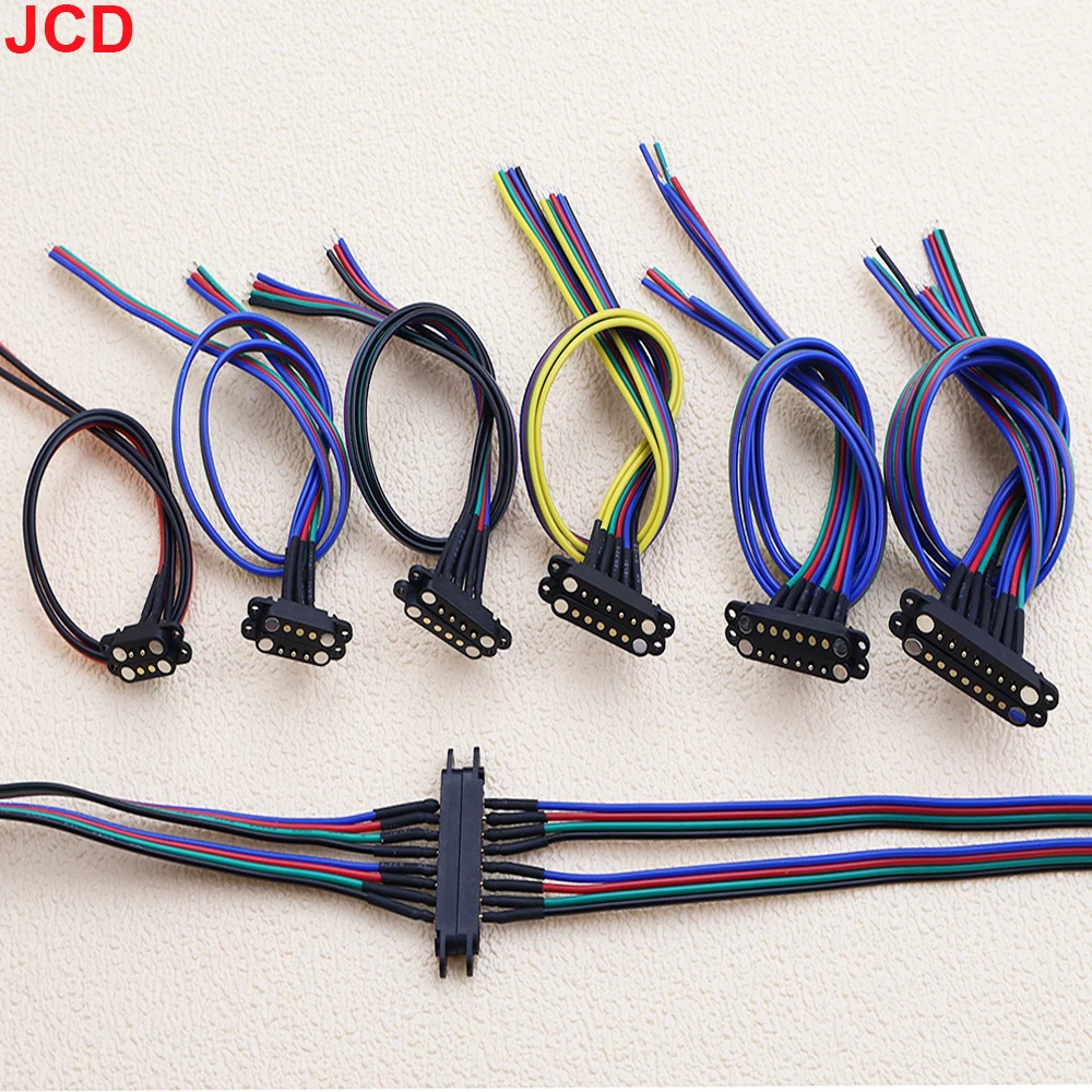 JCD 1 Pair 2A Spring Loaded Male Female 2 3 4 5 6 7 8 Pin Spacing 2.5/2.54mm Spring Loaded DC Power Socket With Wire 200mm