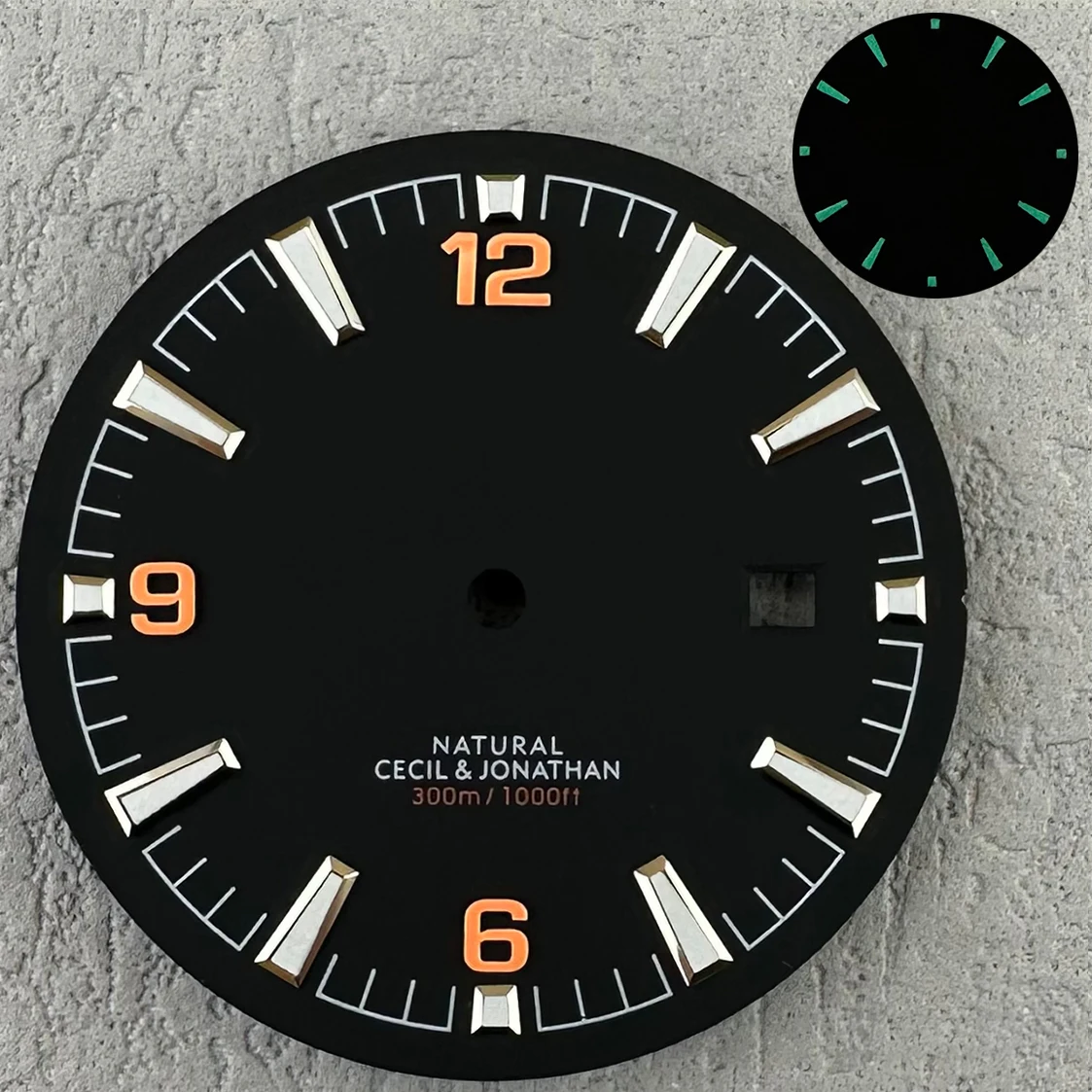 Customisable logo 33.5mm green luminous 8215/2813 dial For 8215/2813 Case 8215/2813 Movement 3 o\'clock position