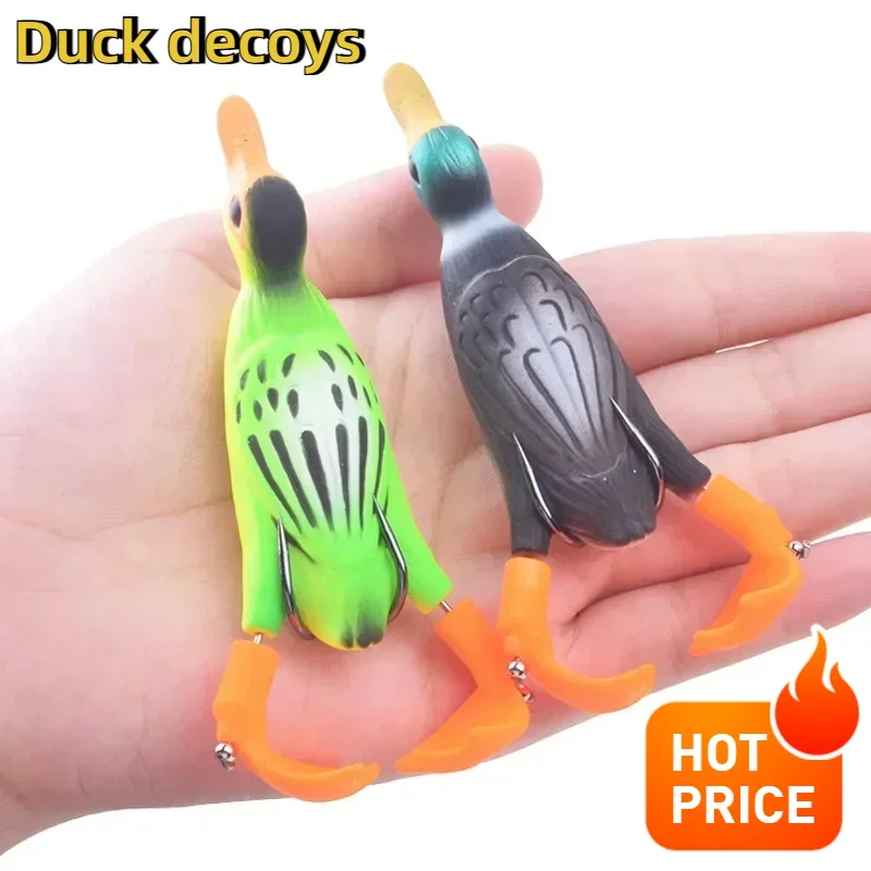 Surface Tractor Double Screw Leg  Imitation Decoys 9.5cm / 11g 3D Eyes Double Screw Legs 360 Degree Rotating Duck  Fishing Lure