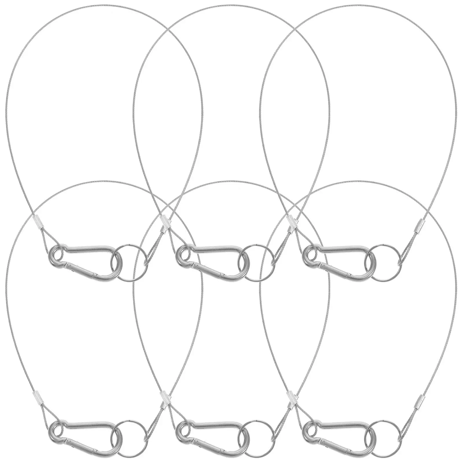 6 Pcs Stainless Steel Wire Rope Outdoor Safety Cable Practical Adjustable Strap Lanyard