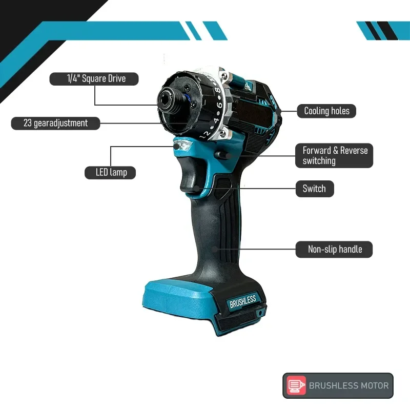 Imagem -02 - Chave de Fenda Elétrica sem Escova Torque 20 Mais Bateria de Lítio Recarregável Furadeira sem Fio para Makita Bateria 18v