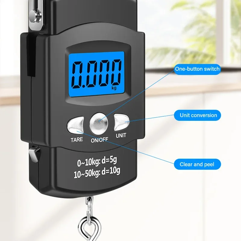 

50kg Portable Digital Hanging Scale, LCD Display & 100cm Tape Measure, Marine Vessel Cargo Luggage Weighing Tool