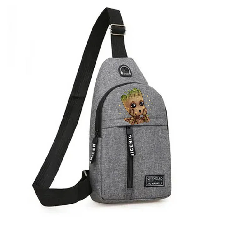 Cartoon Groot New Multifunctional Chest Bag Men's Trend Shoulder Bag Outdoor Sports Crossbody Travel Bag Korean Cycling Backpack