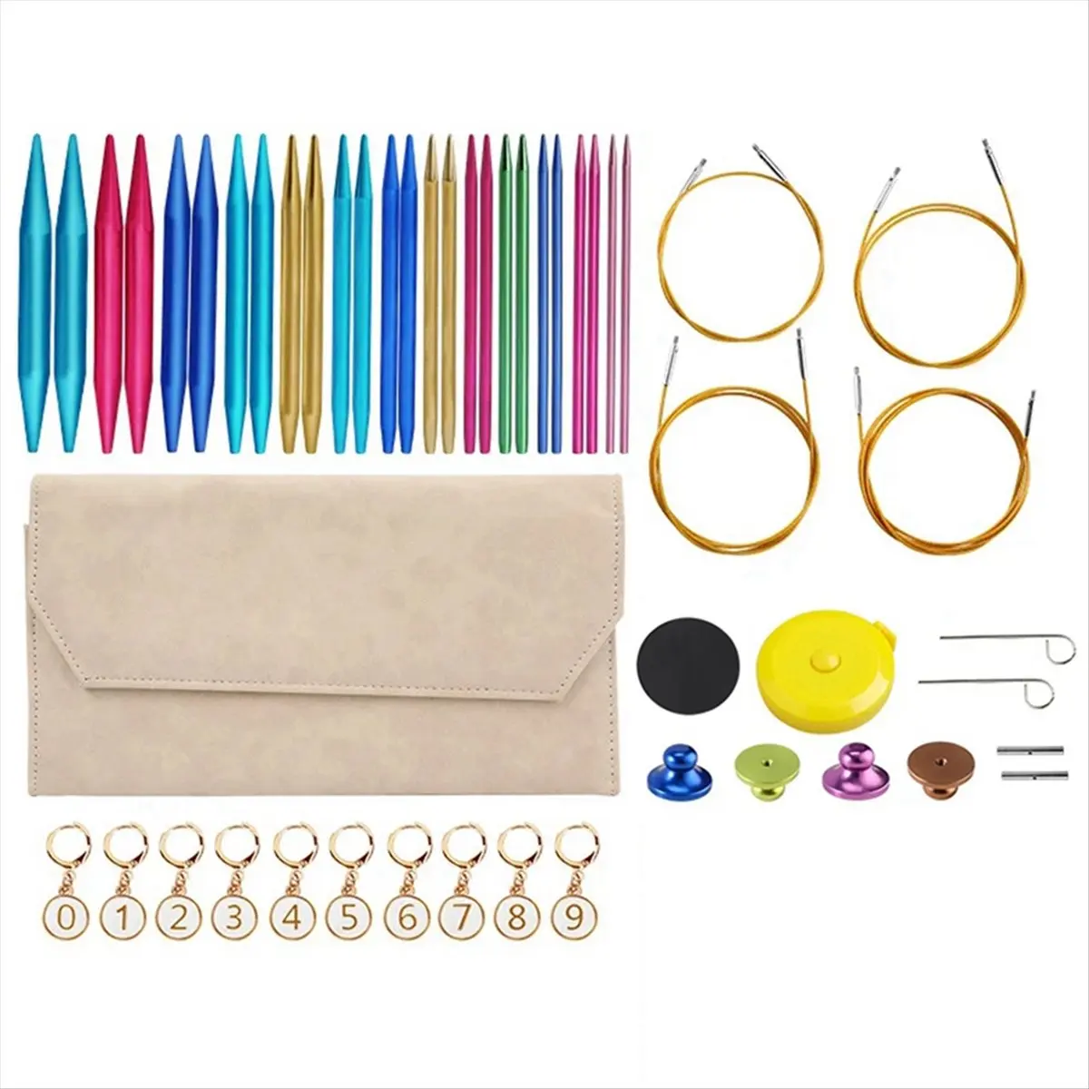 Top Sale Aluminum Interchangeable Sewing Crochet Needles Circular Knitting Needles Set Weaving Yarn Knitting Tools Weave Kit A