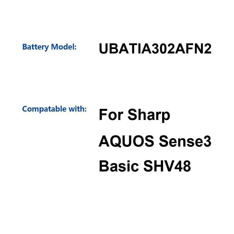 

For Sharp Aquos Sense3 Basic SHV48 UBATIA302AFN2 4000Mah Reliable Power Mobile Phone Battery