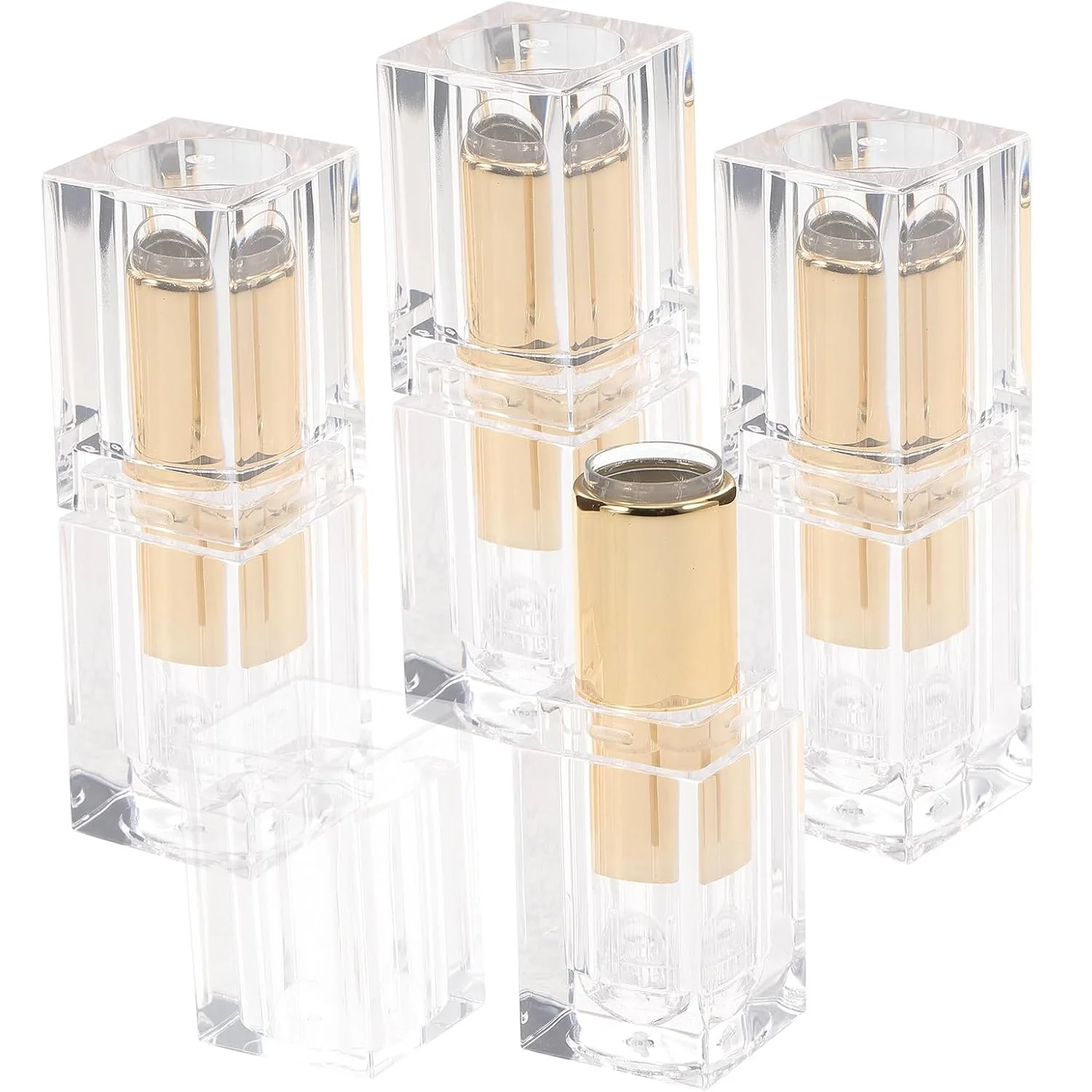 

100Pcs Gold Transparent Lipstick 12.1mm Tube Lip Balm Tubes DIY Lip Balm Container fillable Samples Cosmetic Packaging