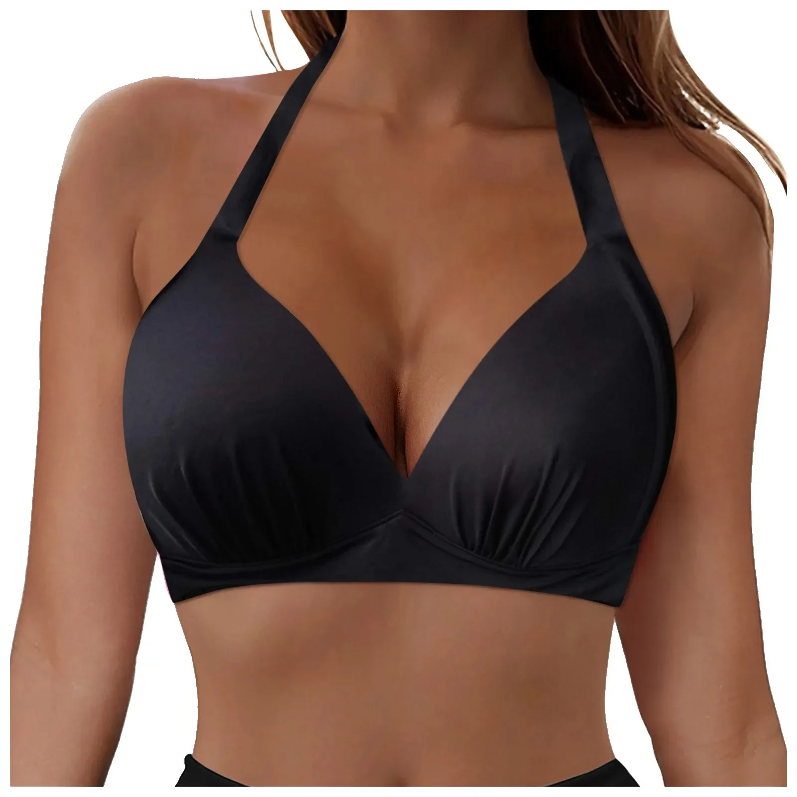 

Y2k Bras Women'S Vintage 50s Neck Tie Knot Back Soft Padding Bikini Top Swimsuit Bathing Suit Tops Summer Beachwear Bra Fashion
