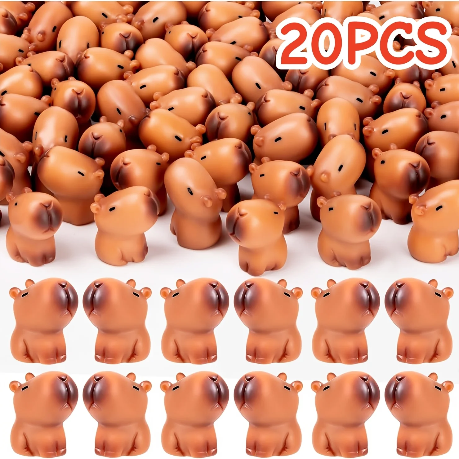 20Pcs Mini Capybara Figurines, Cute Resin Capybara Ornaments, Micro Landscape Decoration, DIY Bonsai Aquarium Dollhouse Decoration