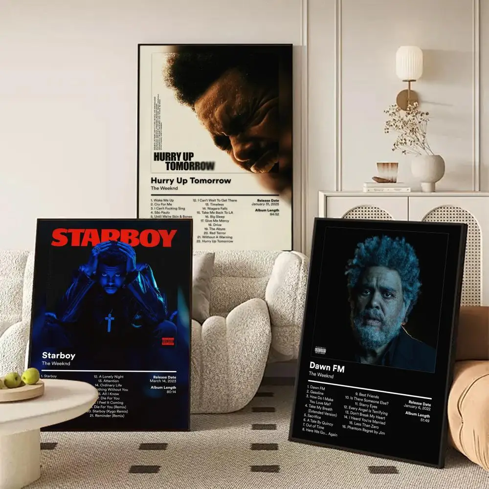 Singer The W-Weeknd Poster Waterproof Self-Stick Wall Art Stickers, Removable Wall Decor for Living Room and Bedroom