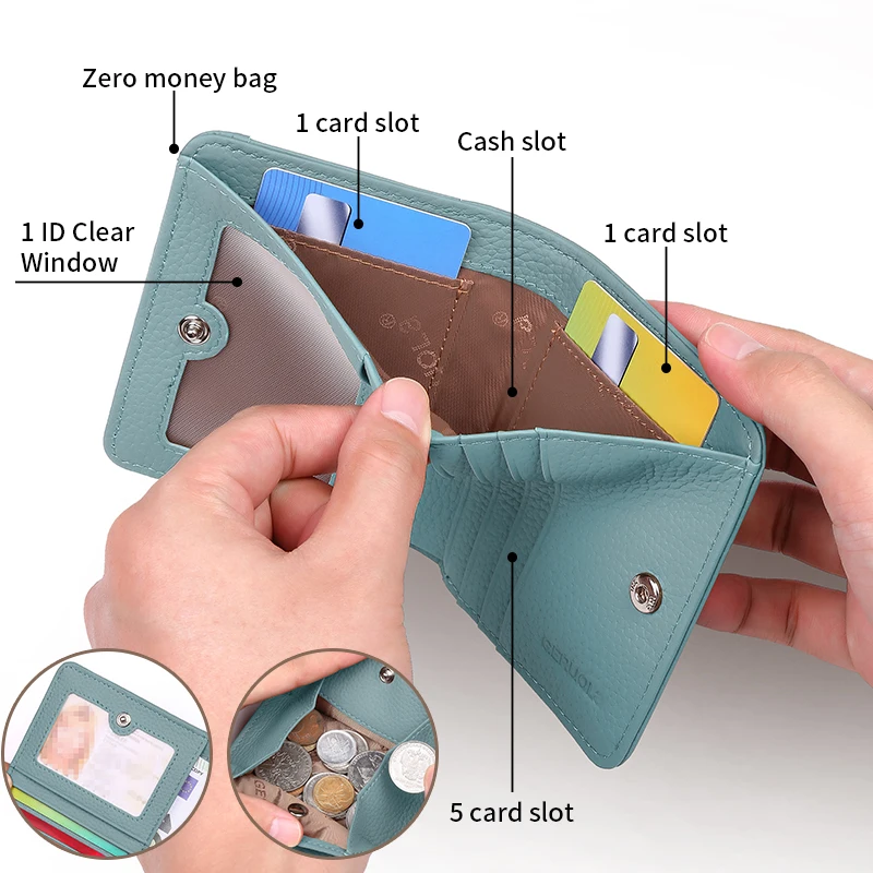 GERUOLA маленький кошелек из натуральной верхней кожи, кошелек для монет, мужской многофункциональный кошелек, деловой подарок, подарок на Хэллоуин/Рождество