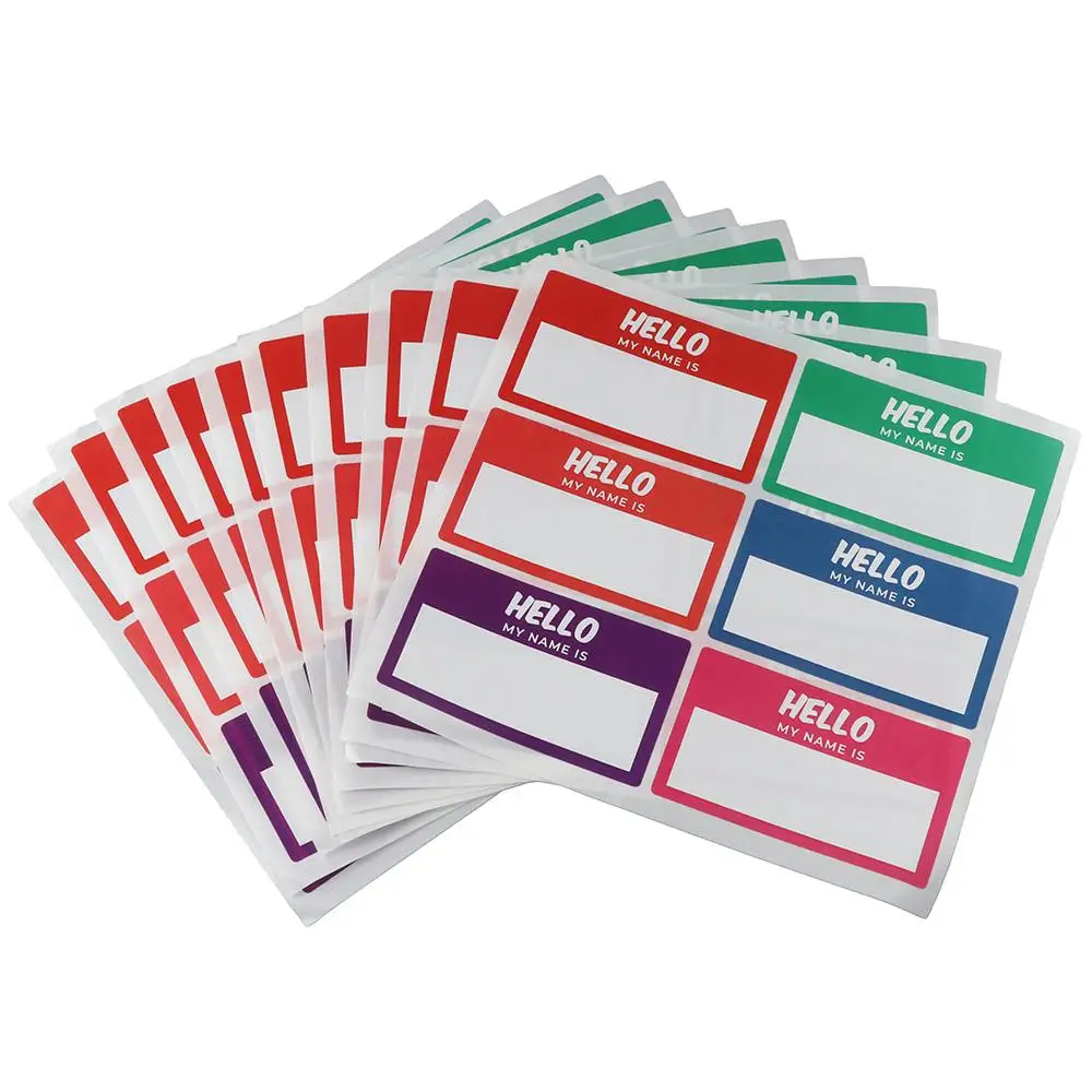 10 Sheets Hello My Name is Name Tags Colorful Rectangle My Name is Stickers 6 Colors Self-Adhesive Name Plate Meeting