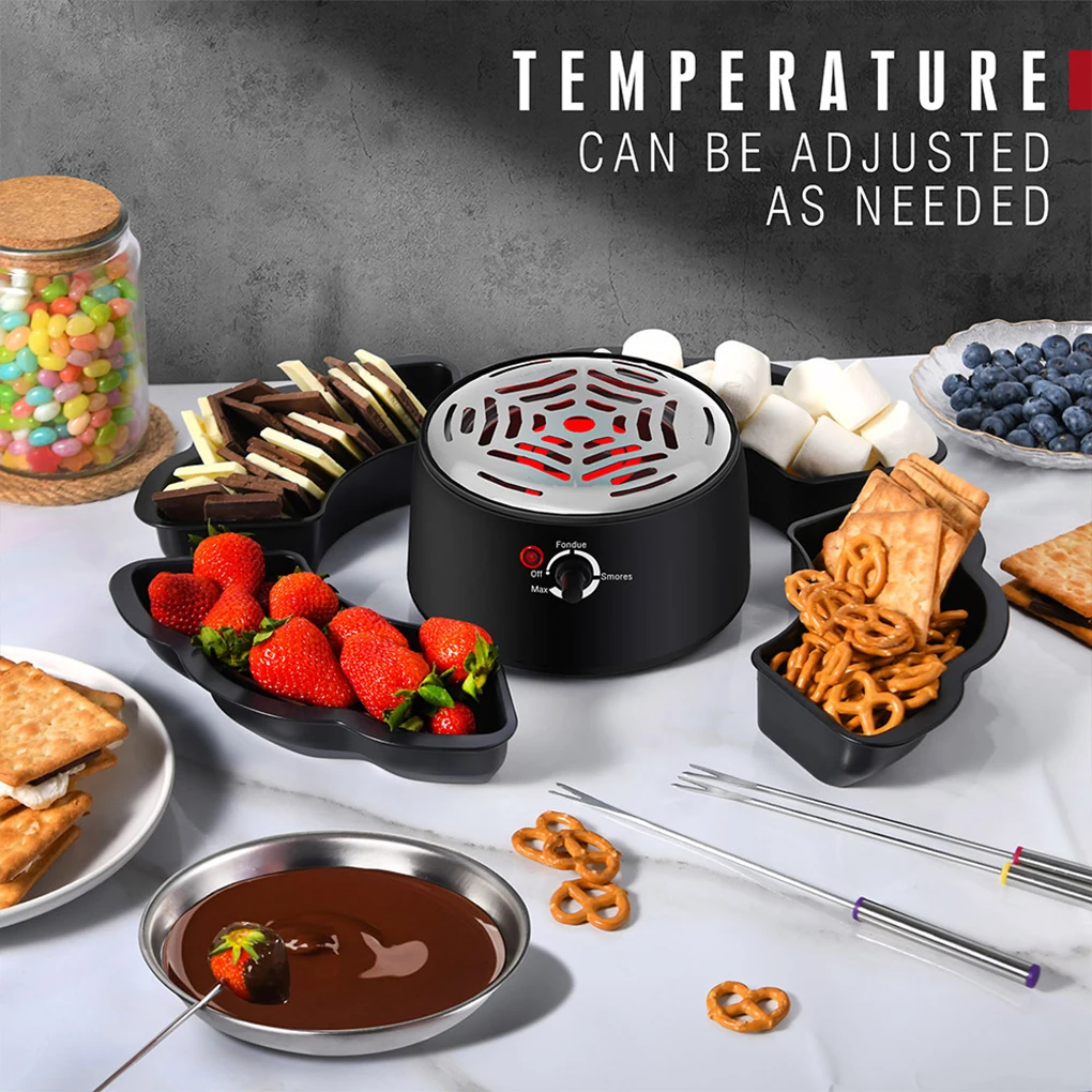

Electric Hot Pot Melting Pot With Overheat Device For Quick Baking Chocolate Fruit Plate balck UK plug