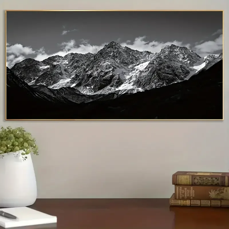 1pc frameless Canvas Painting 1pc Unframed Majestic Mountains Wall Art-Canvas Poster, Fashion Home Decoration, Gift For Friends,