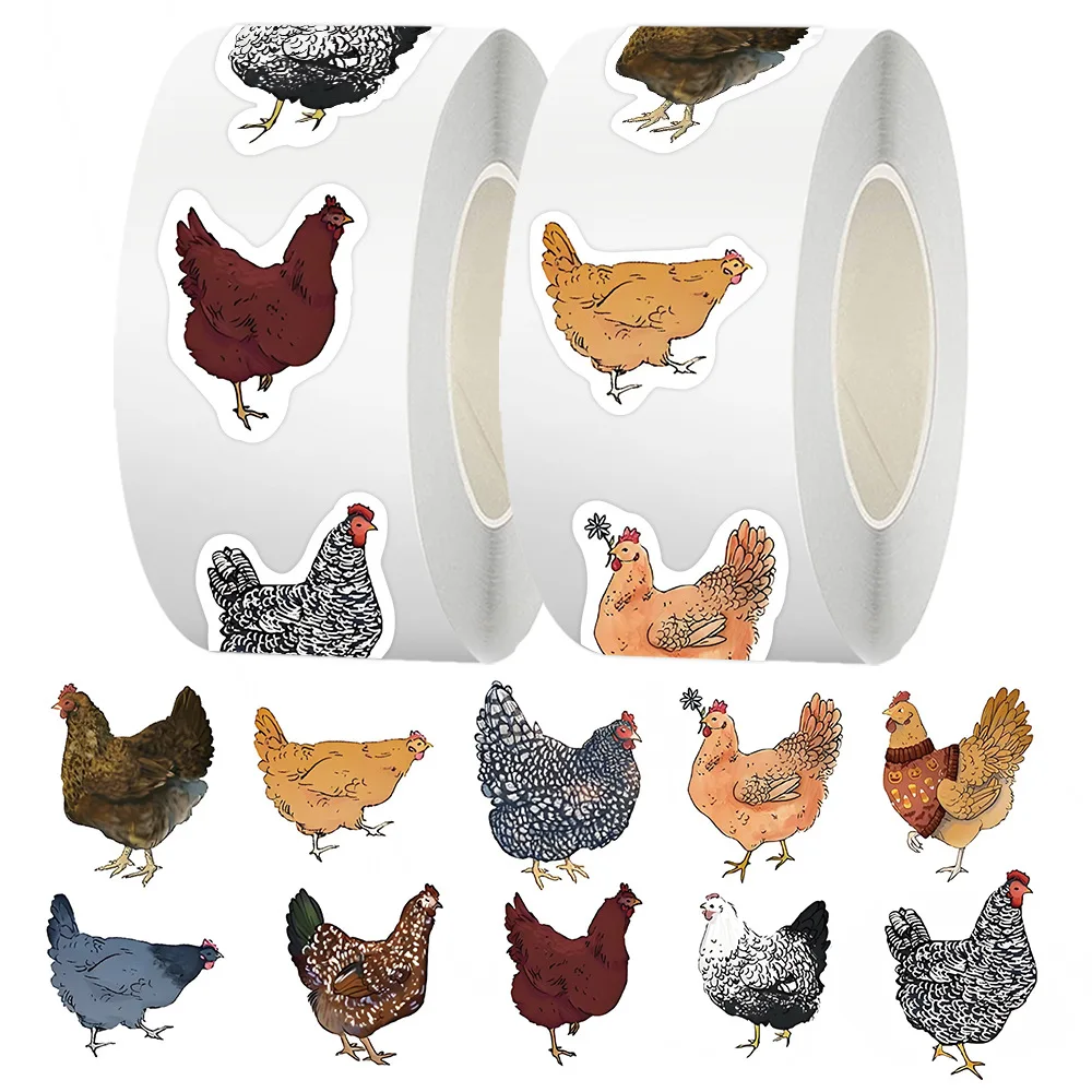 500Pcs Funny Cartoon Hen Animal Stickers for Refrigerator Laptop Stationery DIY Craft Gift Package Sealing Decor