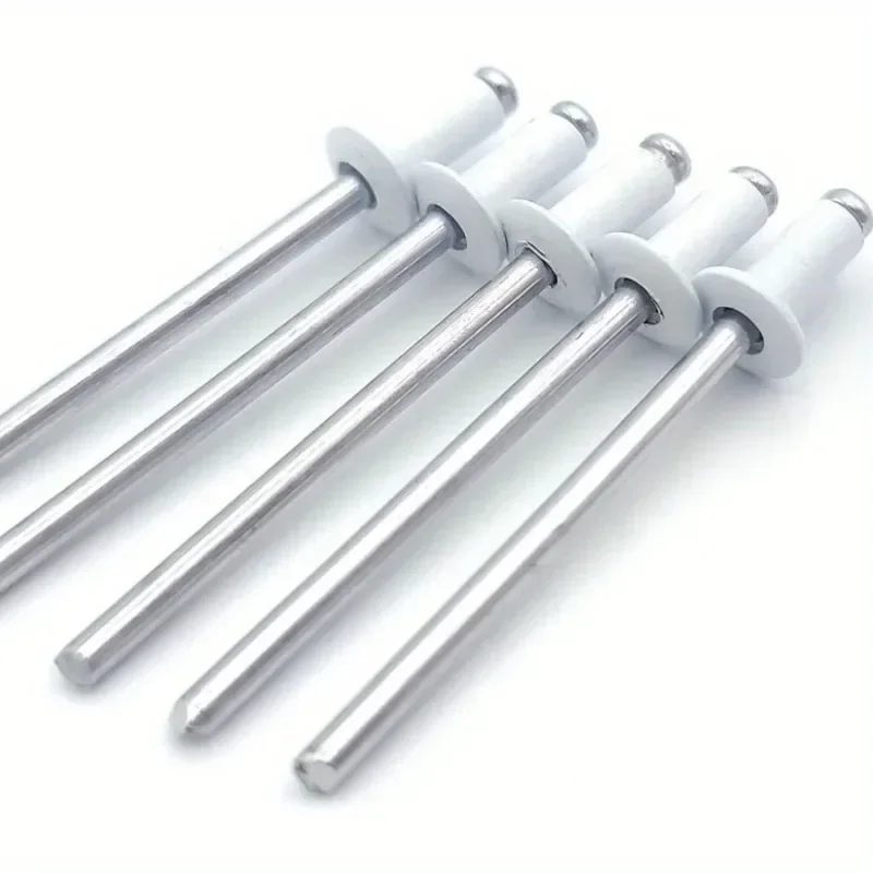50pcs White Painted Blind Rivets Round Head Hollow Rivets Aluminium Steel Home Decoration Rivets Hardware Fastener DIA 1/8"