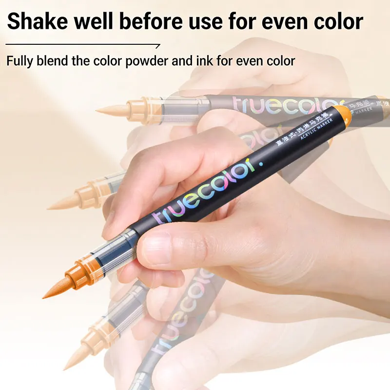 Truecolor Acrylic Paint Markers Set, Direct-Flow Soft Tip Art Pens with Case for Rock Glass Wood Canvas