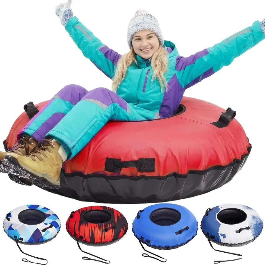 

Snow Tube, 45'' Rubber Snow Tubes with Commercial Grade Canvas Cover for Kids & Adults, Inflatable Heavy Duty Snow Sled Thicken