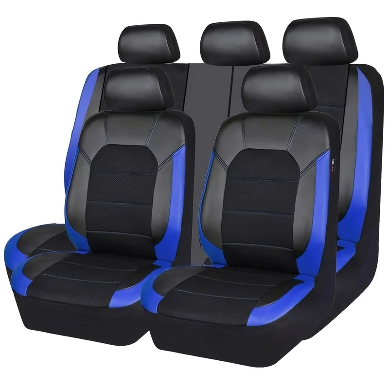 Luxury Breathable Split Leather Car Seat Covers, Universal Size Fits Most Five-Seater Models