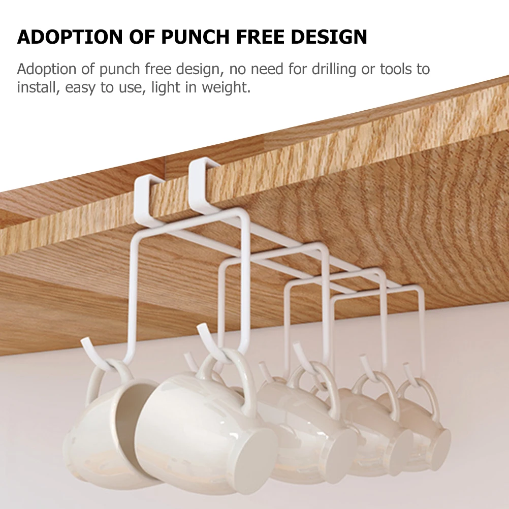 

Hook Storage Rack Mug Holder for Cabinet under Hangers Cup Wrought Iron Shelf Organizer Travel