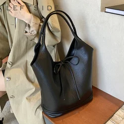 LEFTSIDE Big PU Leather Tote Bags For Women 2024 Winter New Trend Korean Fashion Female Shoulder Bag Handbags And Purses