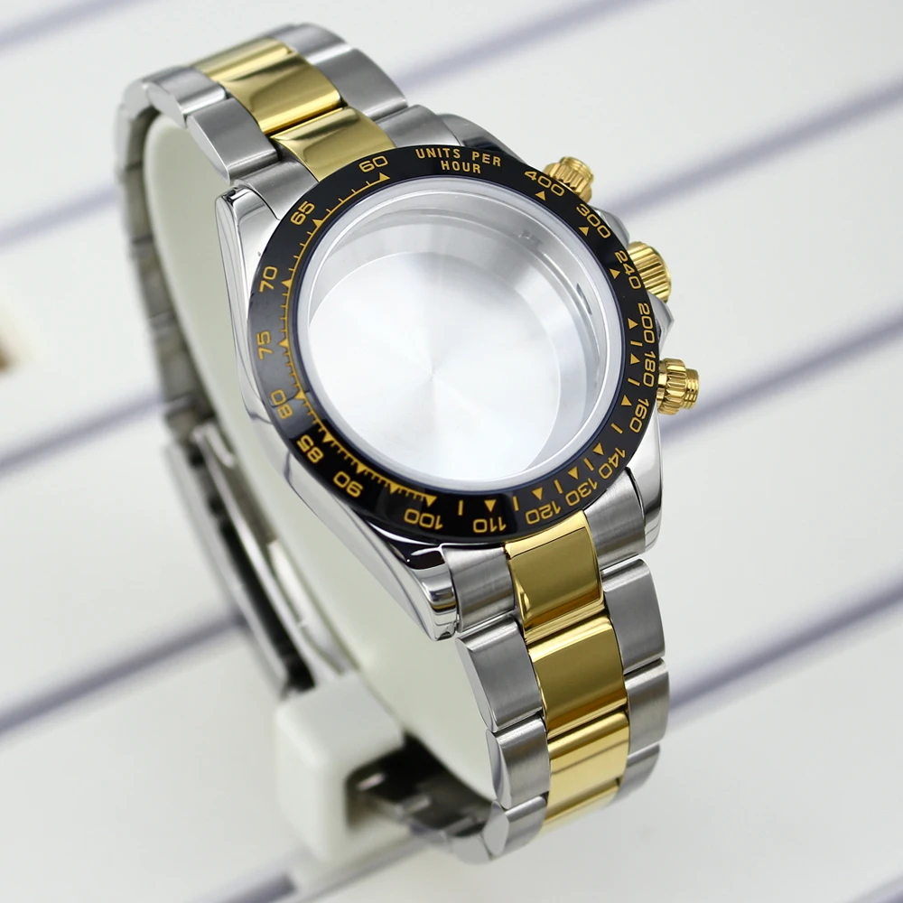 für VK63 Gehäuse 39mm Silber Gold Uhrengehäuse Armband Massives Edelstahlgehäuse für VK63 Uhrwerk Uhrenzubehör mit Saphirglas – Detail 3