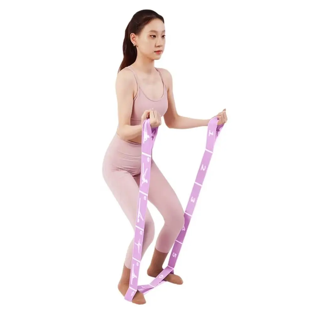 Nylon Yoga Pilates Resistance Band Segmented Markings Stretch Strap Yoga Strap Elastic Band 8/10/12 Grids Portable