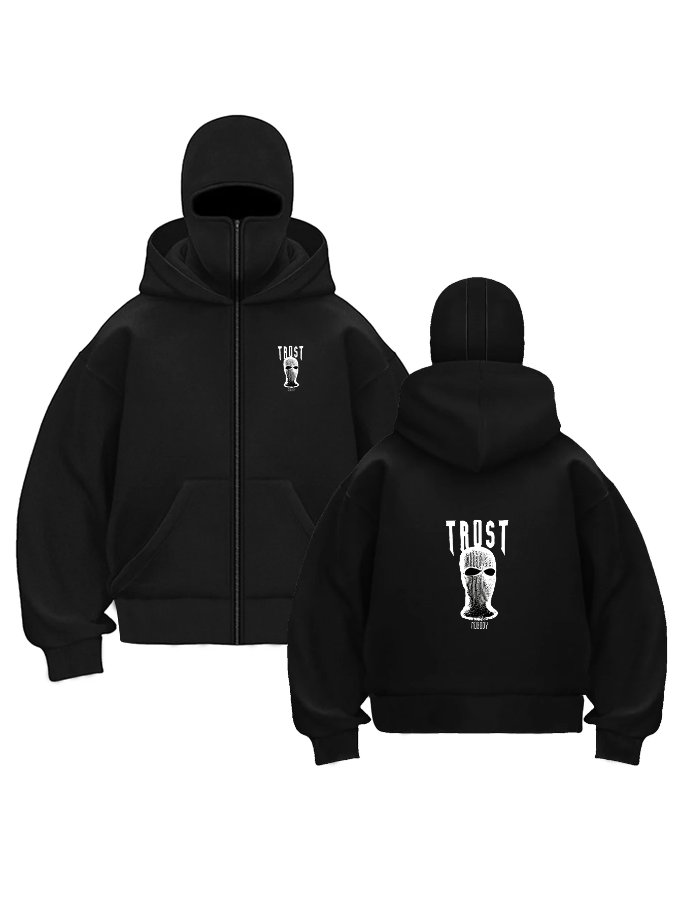 Nova Chegada: Moletom com Capuz TROST para Homens e Mulheres, Estilo Y2K, Sweatshirt Gráfico com Zíper Completo, Jaqueta Oversized com Capuz