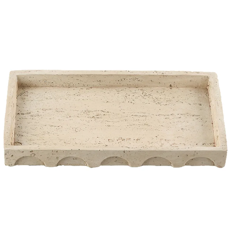 European medieval style imitation travertine tray ornament modern wabi sabi model room abstract art tea fruit plate ornament
