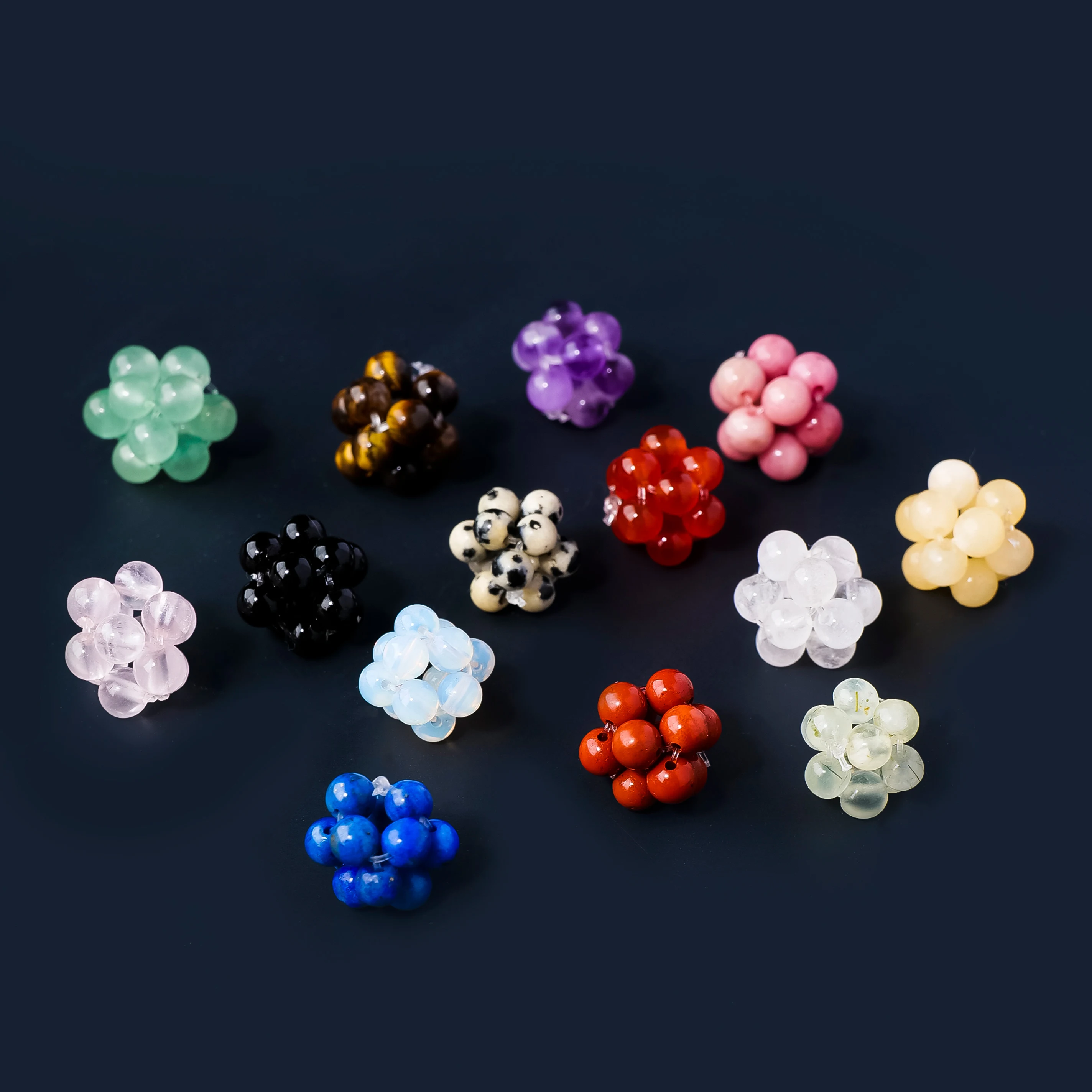 10Pcs Random Color DIY Accessories Natural Crystal Braided Bead Ball Woven Sphere Charms DIY Jewelry Making Accessories
