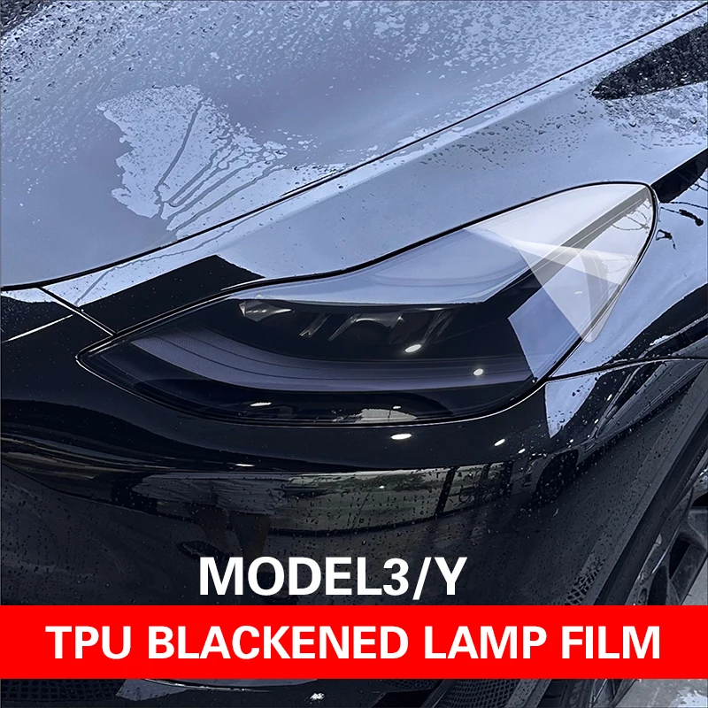 

Applicable to 2017-2024 Tesla Model 3 Y TPU blackened headlight taillight fog lamp protective film modified black color changin