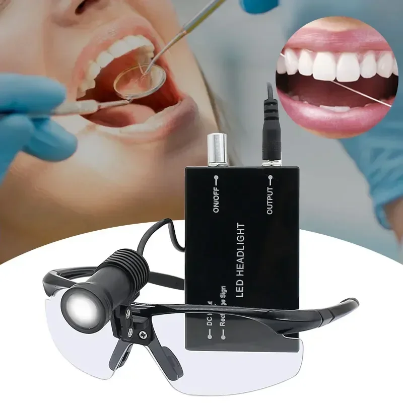 3/5W Dental LED Headlight for Surgery-Rechargeable Lightweight Headlamp with Safety Glasses,Lithium Battery for Dentists&Clinics