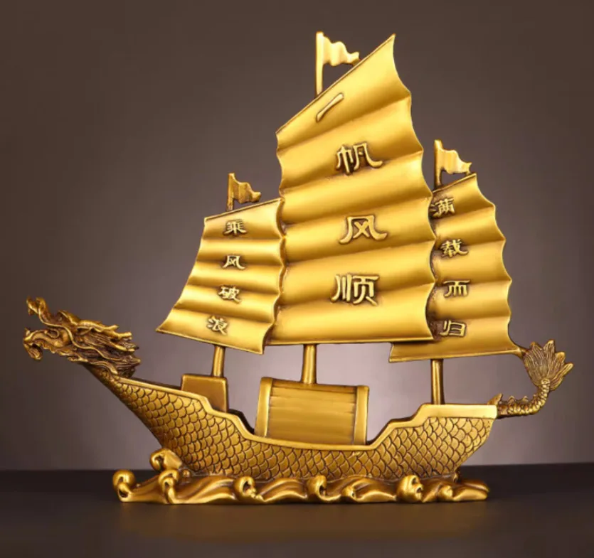 Dragon boat ornament made of pure copper smooth sailing with the wind and waves leading ship