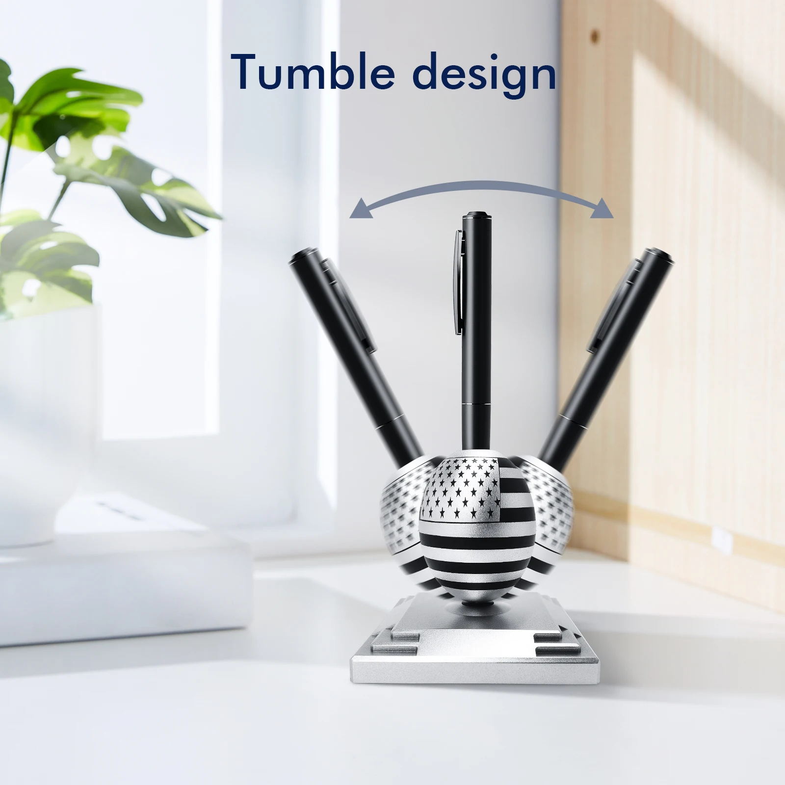 High-quality With American Flag Pattern Magnetic Levitation Pencil Holder CNC Tumbling Design Non-Tipping Pencil Holder Gifts image 4