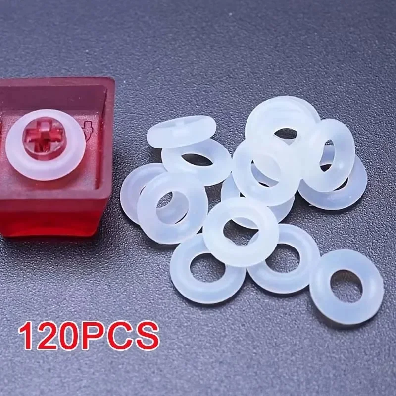 120Pcs Silicone Rubber Environmentally Friendly Transparent Silicone O-Ring Switch Dampeners White For Cherry Keyboard